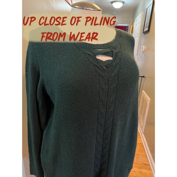 Torrid 2 (2X 18/20) Outlander Green Celtic Cable Knit Long Tunic Sweater Top - Picture 2 of 5